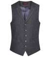 BK520 1463 Brook Taverner Memphis Tweed Waistcoat charcoal herringbone colour image